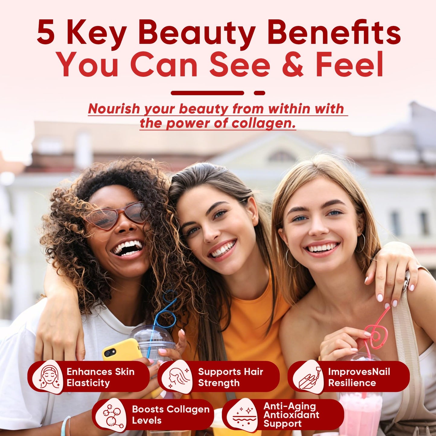 Collagen Peptide Gummies for Women & Men Sugar-Free, Multi Collagen Hydrolyzed w/ 1500mg Protein Type I,II,III,V,X, 5000mcg Biotin, Methylated B12, Vitamin C A E D3 B6 for Skin Hair Nails, Bone, 60Cts