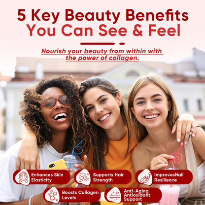 Collagen Peptide Gummies for Women & Men Sugar-Free, Multi Collagen Hydrolyzed w/ 1500mg Protein Type I,II,III,V,X, 5000mcg Biotin, Methylated B12, Vitamin C A E D3 B6 for Skin Hair Nails, Bone, 60Cts