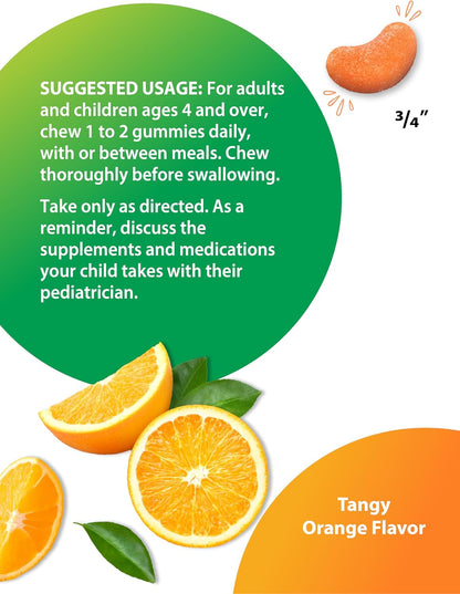 Rainbow Light Vitamin C Gummies with Vitamin E | 90 Count | Supports Immune & Antioxidant Health for Adults & Kids | Tangy Orange Flavor