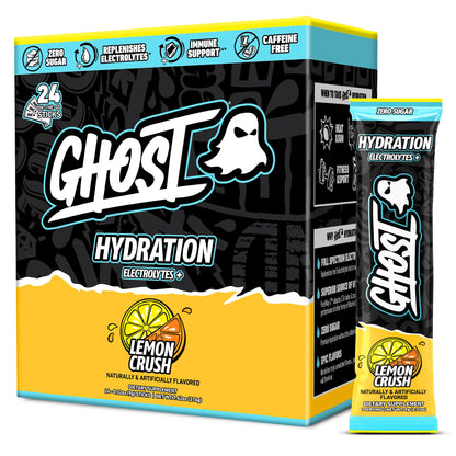 GHOST Hydration Sticks, Electrolyte Powder Packets, Sonic Cherry Limeade - 24 Sugar Free Instant Electrolyte Drink Mix - Caffeine-Free Daily Hydration & Immune Support with Clean Formula