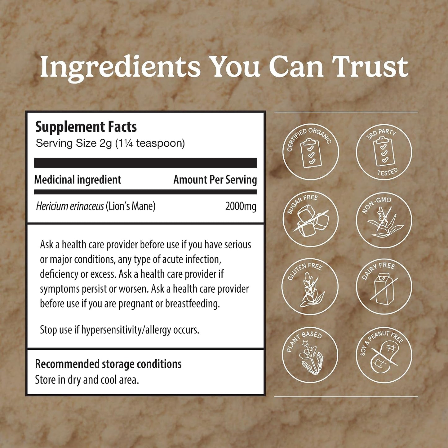 Organic Traditions Lion’s Mane Powder, Organic Full Spectrum Mushroom Powder, 2000 mg Serving for Smoothies, Wellness Drinks, Versatile Superfood Ingredient, Daily Wellness Routines, 228g / 8oz