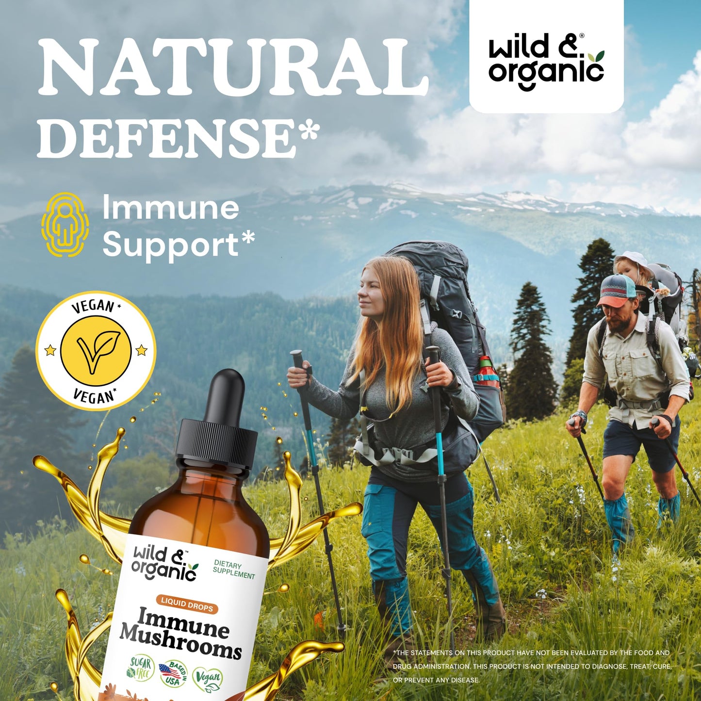 Wild & Organic Immune Mushroom Tincture - 8-in-1 Immune Support with Chaga, Reishi, Turkey Tail, Lion’s Mane, Maitake Extract - Liquid Mushroom Supplement - Vegan, Sugar & Alcohol-Free Drops - 4 oz