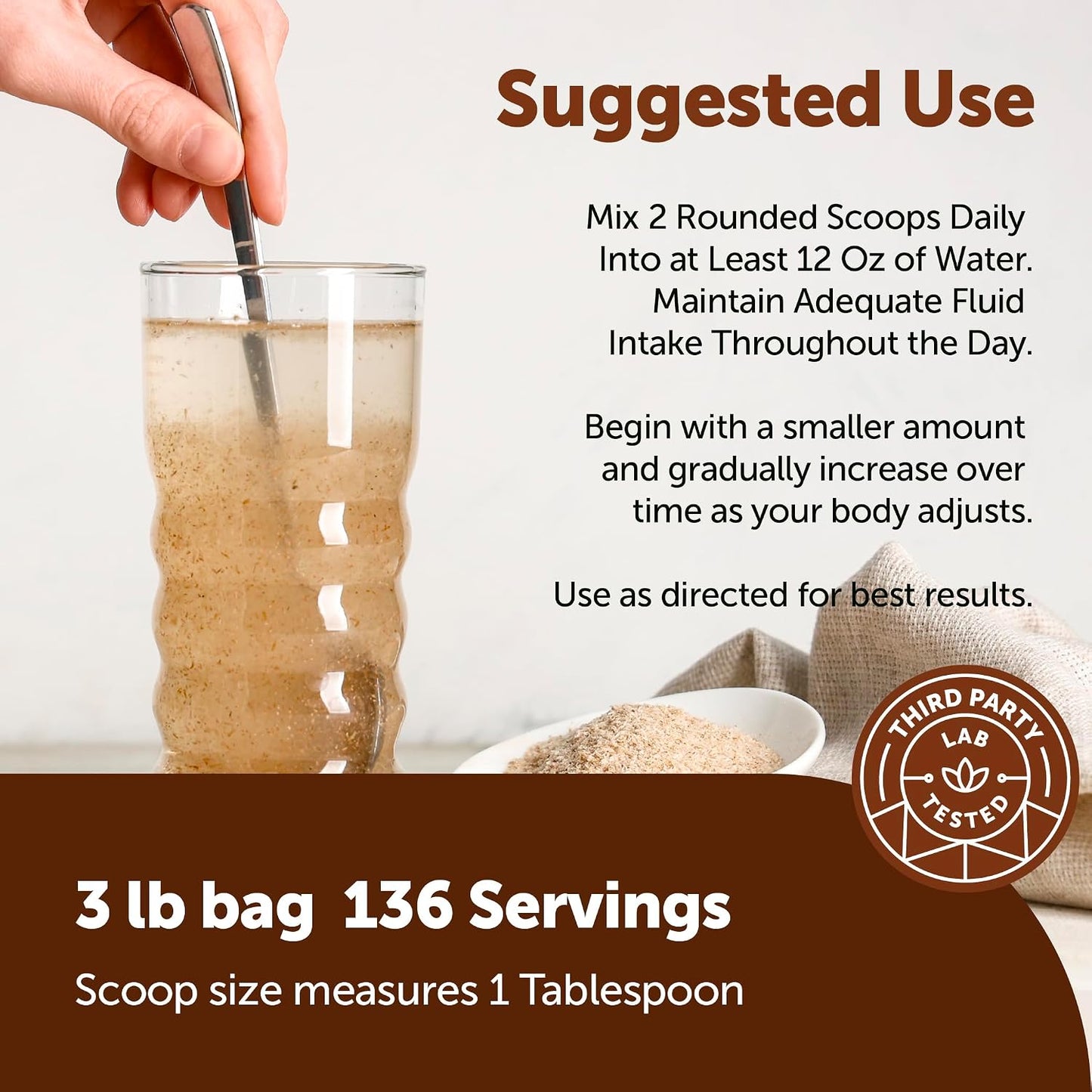 Micro Ingredients Organic Whole Psyllium Husks, 3lbs | Daily Soluble Fiber Supplement | Sourced from India | Ideal for Oatmeal, Coffee & Beverage | Unflavored, Non-GMO, Keto Friendly, Vegan