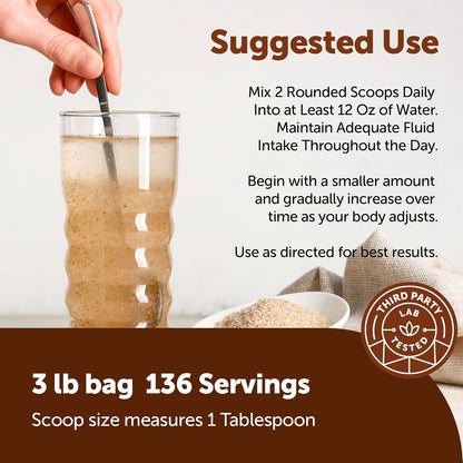 Micro Ingredients Organic Whole Psyllium Husks, 3lbs | Daily Soluble Fiber Supplement | Sourced from India | Ideal for Oatmeal, Coffee & Beverage | Unflavored, Non-GMO, Keto Friendly, Vegan