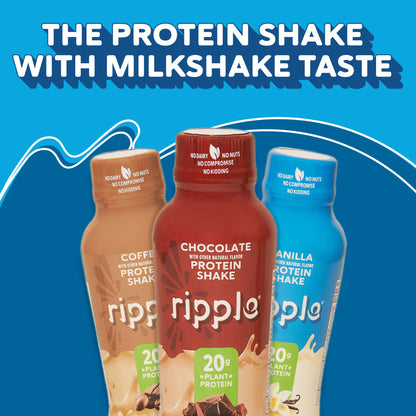 Ripple Vegan Protein Shake Variety Pack| 20g Nutritious Plant Based Pea Protein