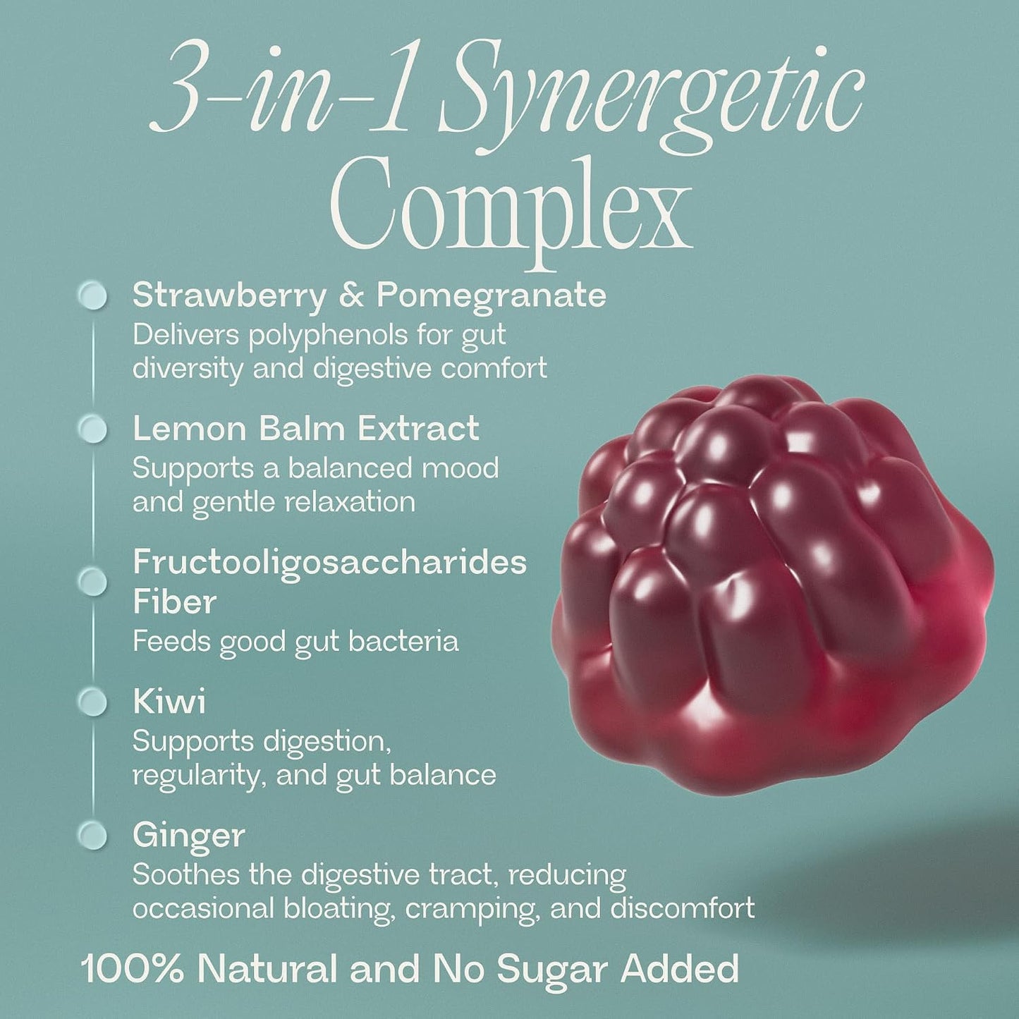 Fiber Gummies for Women - Natural GLP-1 Support with Kiwi, Pomegranate & Ginger - Sugar Free Digestive Health Supplement, Prebiotic FOS Fiber - Vegan & Gluten Free (60 Gummies - 30 Day Supply)