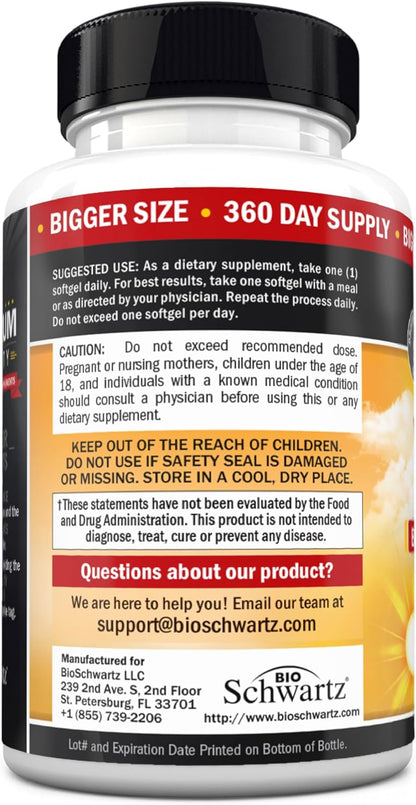 Vitamin D3 5000 IU (125 mcg) Supplement, 360 Softgels