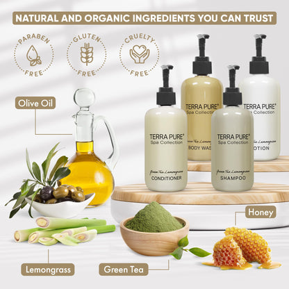Terra Pure Spa Collection 20 Piece Ecobox All-In-Kit | Green Tea Lemongrass Soap