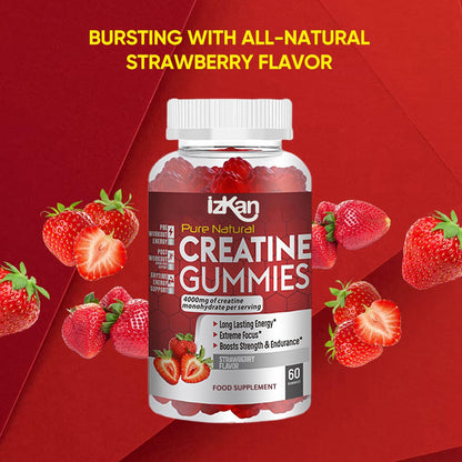 Izkan Pro Creatine Monohydrate Gummies 4000mg for Men & Women - 60 Chewable