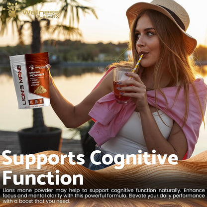 WELLNESS LABSRX Lions Mane Powder, Mushroom Supplement - 2000mg - Lions Mane Supplement - Lion's Mane Mushroom Powder Brain Supplements for Memory and Focus, Immune Support and Health - 120 Servings
