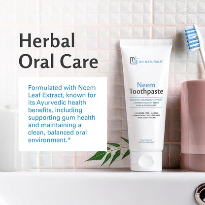 Fluoride-Free Neem Toothpaste w/Mint for Adults & Kids Pack of 3 by M3
