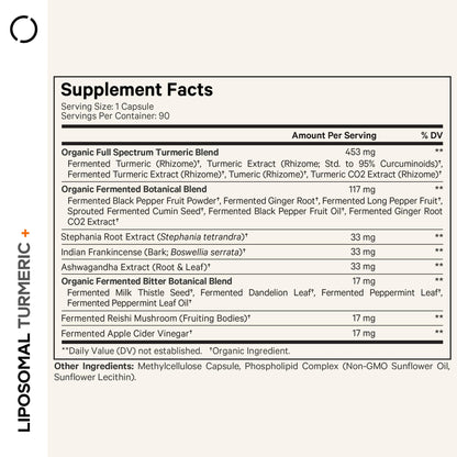 Codeage Organic Turmeric Supplement, Ashwagandha, Ginger, 90 Capsules | Organic fermented turmeric supplement with 95% curcumin, ashwagandha, boswellia, ginger and reishi, with liposomal delivery.