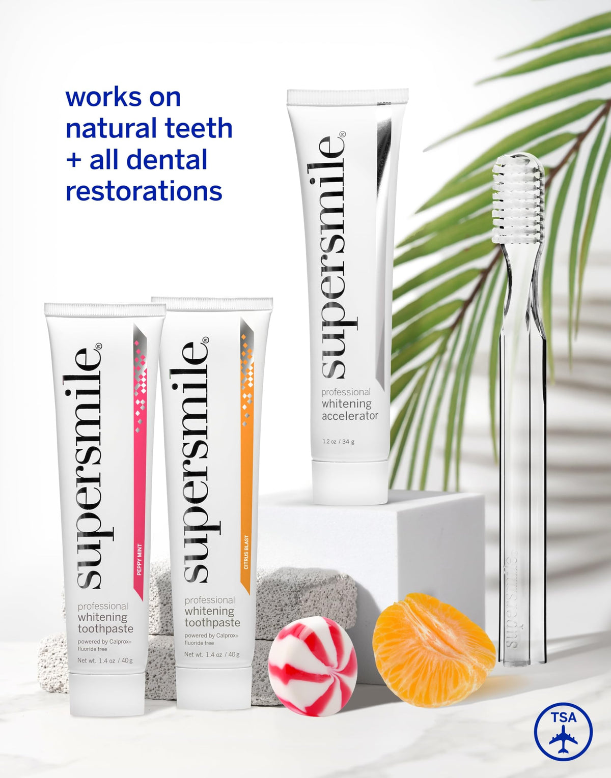 Supersmile Fluoride-Free Whitening Gift Set, Citrus Blast + Travel Bag