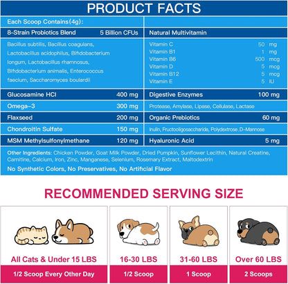 NATURE TARGET Dog Vitamins Powder, Probiotics & Digestive Enzymes for Gut Health, Glucosamine & Chondroitin & Omega 3, Complete Supplement for Homemade Dog Food, Joint & Skin & Immune Support | Probiotics & Digestive Enzymes for Gut Health, Glucosamine &