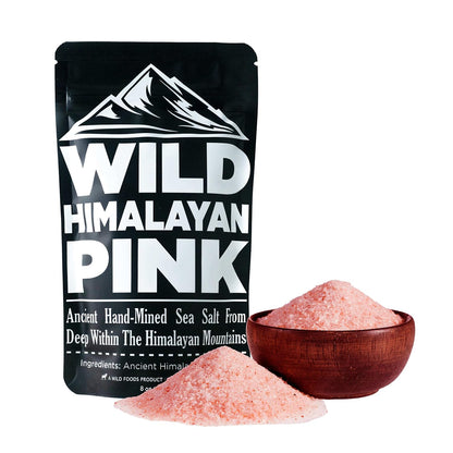 Wild Foods Pink Himalayan Salt (8oz) and Cocotropic Mushroom Cocoa Mix (8oz) Bundle for Cooking and Wellness