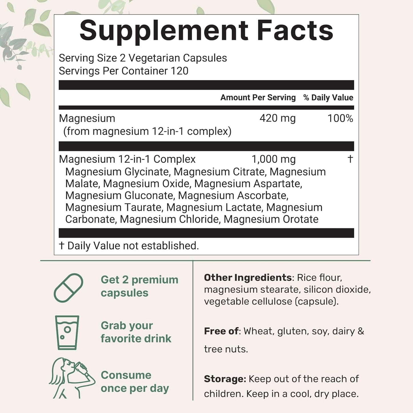 Micro Ingredients 12‑in‑1 Magnesium Complex 1000 mg, 240 Capsules – Magnesium Glycinate, Citrate, Taurate, Malate & More – High Absorption Formula for Men & Women – Chelated & Purified