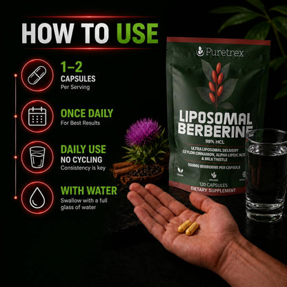 Liposomal Berberine 500mg HCl 98%, 120 Capsules with Ceylon Cinnamon, Alpha Lipoic Acid, Milk Thistle, Enhanced Absorption Metabolism Supplement, Made in UK, Vegan