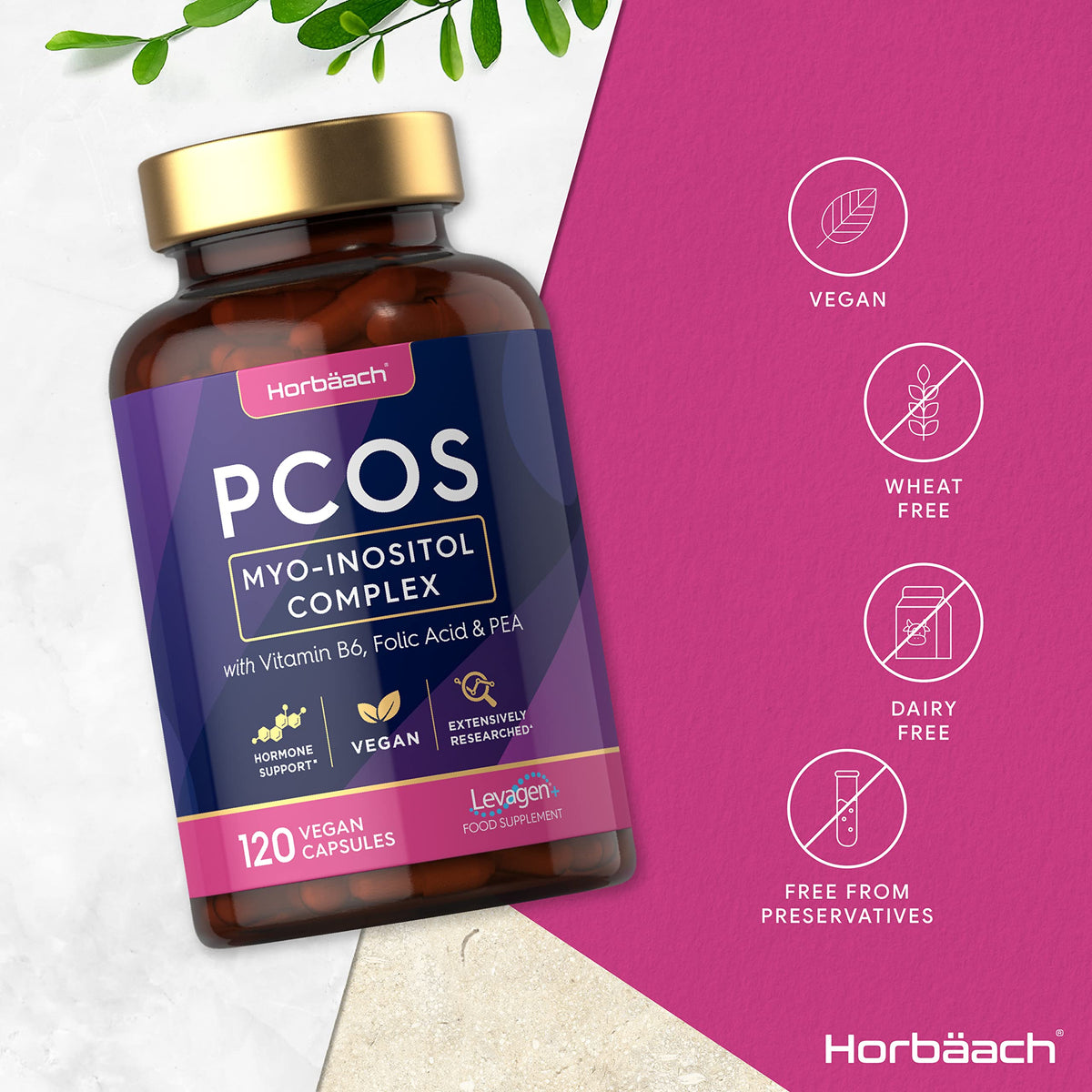 Inositol Supplement for PCOS | 120 Vegan Capsules | Myo-Inositol Complex with Folic Acid