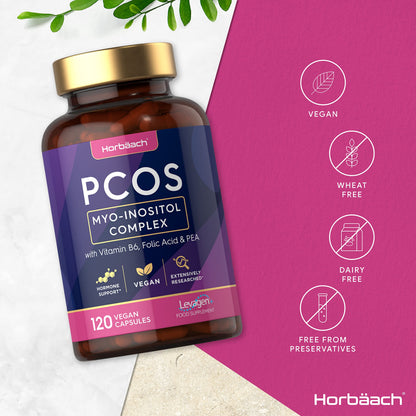 Inositol Supplement for PCOS | 120 Vegan Capsules | Myo-Inositol Complex with Folic Acid