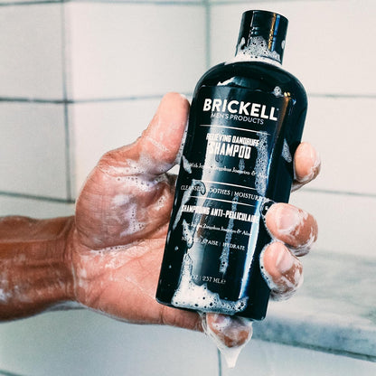 Brickell Men's Daily Relieving Hair Care Routine, Dandruff Shampoo & Conditioner Set For Men, With Salicylic Acid, Jojoba, and Zizyphus Joazeiro, Scented