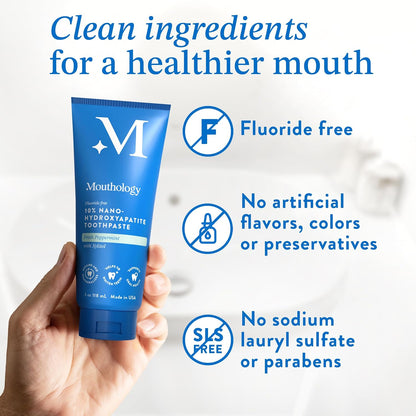 Mouthology 10% Nano Hydroxyapatite Toothpaste (Fluoride Free) and Floss Picks Bundle