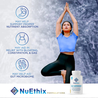 NuEthix Formulations Microbiome Balance and Digestive Wellness Supplement Bundle of Gut Defender+, 90 Servings and Utilyze, 60 Travel Packets