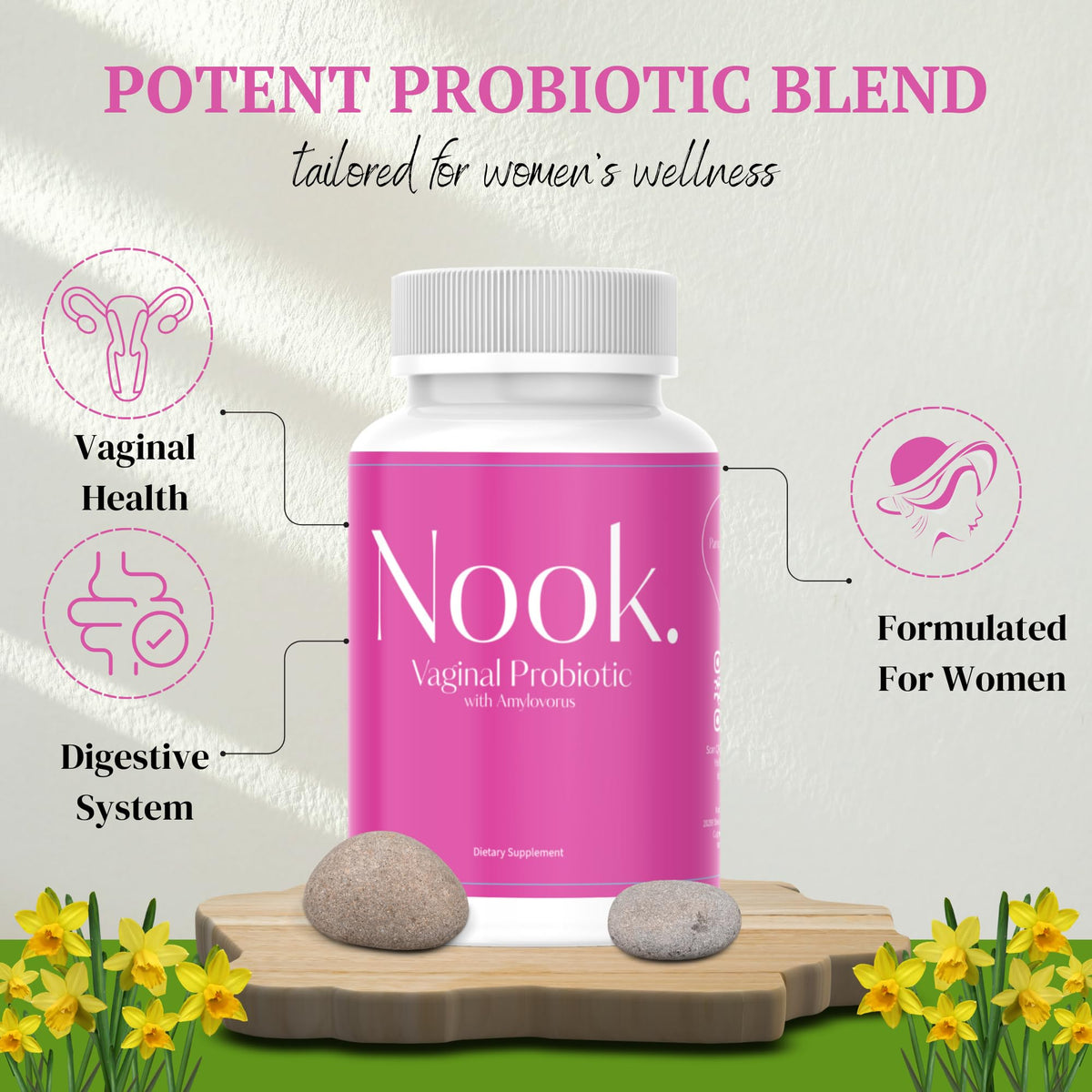 Nook Vaginal Probiotics for Women - pH Balance & Odor Control Feminine Health Supplements