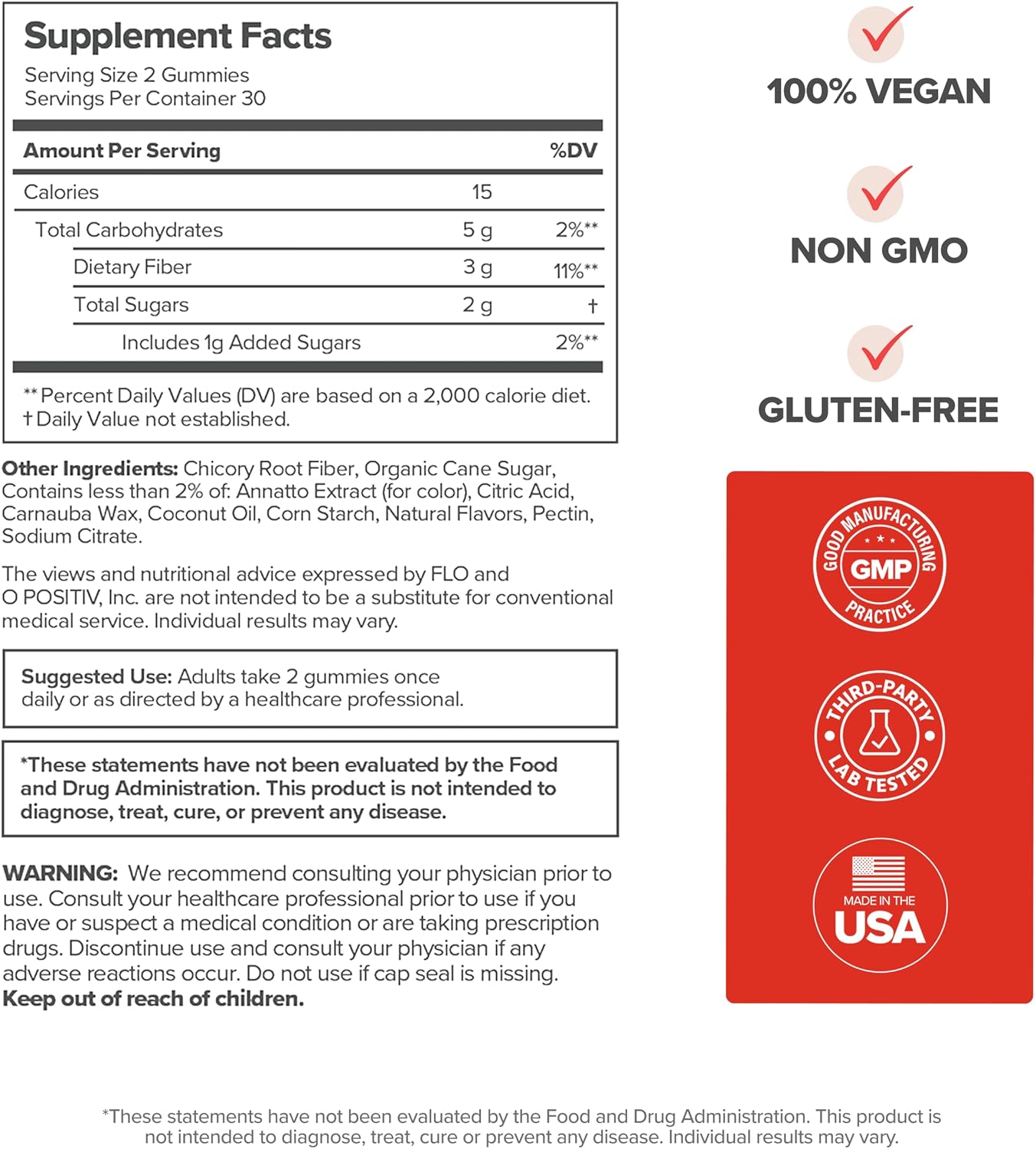 URO Fiber Gummies for Gut Health – Chicory Root Inulin – 30-Day Supply