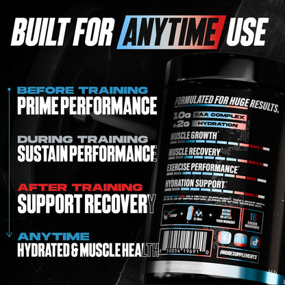 Huge EAA + Hydration, Essential Amino Acids Powder, EAAs & BCAAs, Intra & Post Workout Recovery Powder, Muscle Growth, Recovery & Performance, 10g EAAs & Electrolytes, Kiwi Blueberry, 30 Servings