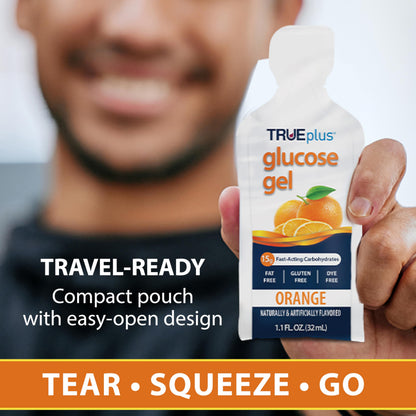 TRUEplus Glucose Gel Pouch, 15g Carbohydrates, Fruit Punch Flavor, 6 Pack | 15g Fast-Acting Carbohydrates Per Serving, Fat Free, Gluten Free, Boosts Energy, Great Tasting and Easy to Use