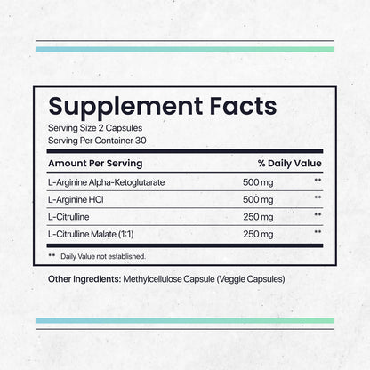 Nature's Pure Blend Nitric Oxide Supplement L-Arginine - Blood Pressure Support Capsule
