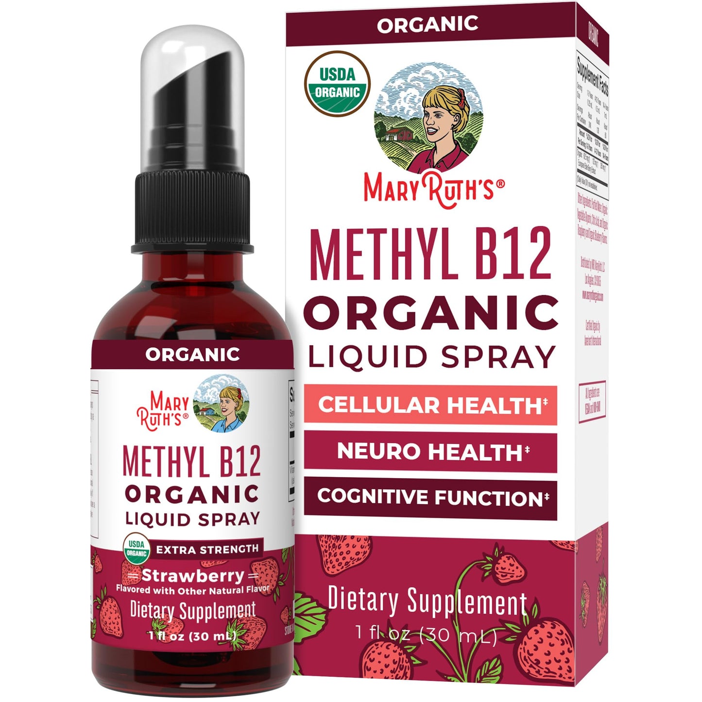 MARYRUTH'S Organic Methyl B12 Spray | 1,500 mcg B12 Per Serving | Methylcobalamin | Energy Metabolism | Cognitive Function | Neuro Health | Vegan | Gluten Free | Sugar Free | 1 Fl Oz
