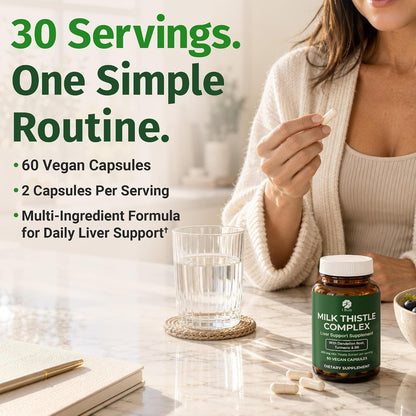 1 Body Milk Thistle Complex, Liver Support, 60 Vegan Capsules, 30 Servings