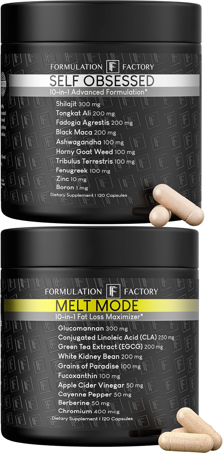 Formulation Factory Self Obsessed x Melt Mode (Bundle) – Testosterone Booster for Men with Shilajit & Tongkat Ali + Metabolism & Appetite Support with Glucomannan & Green Tea
