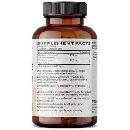 Futurebiotics Milk Thistle Silymarin Marianum & Dandelion Extract Liver Health Support, Antioxidant Support, Detox, 300 Capsules