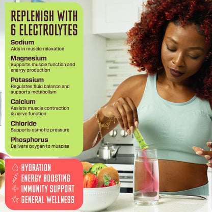KEY NUTRIENTS Multivitamin Electrolytes Powder No Sugar - Juicy Strawberry Kiwi
