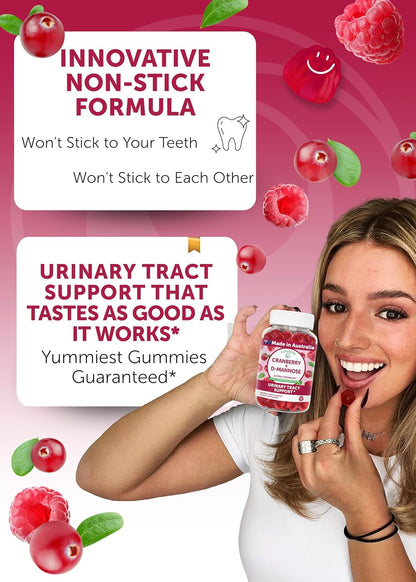 Lunakai Cranberry Gummies for Women 1500mg (50:1 Extract) with D-Mannose 200mg - Daily Cranberry Supplement for Urinary Tract Health & Bladder Support, Non-GMO – Made in Australia – 60ct