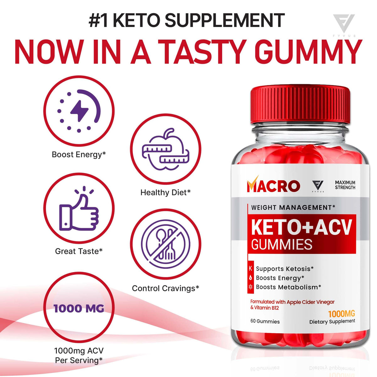 Macro Keto ACV Gummies Advanced Apple Cider Vinegar Vitamin Supplement