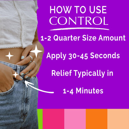 CONTROL, Menstrual Cramp Relief Cream, Topical Pain Relief for Period Cramps and PMS, Period Relief