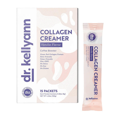 Dr. Kellyann Keto Coffee Creamer Vanilla with Coconut Oil & 100% Grass-fed Collagen Powder - Dairy free, Sugar free, Gluten-Free, Soy free, Low Carb - Keto & Paleo Friendly (15 servings)
