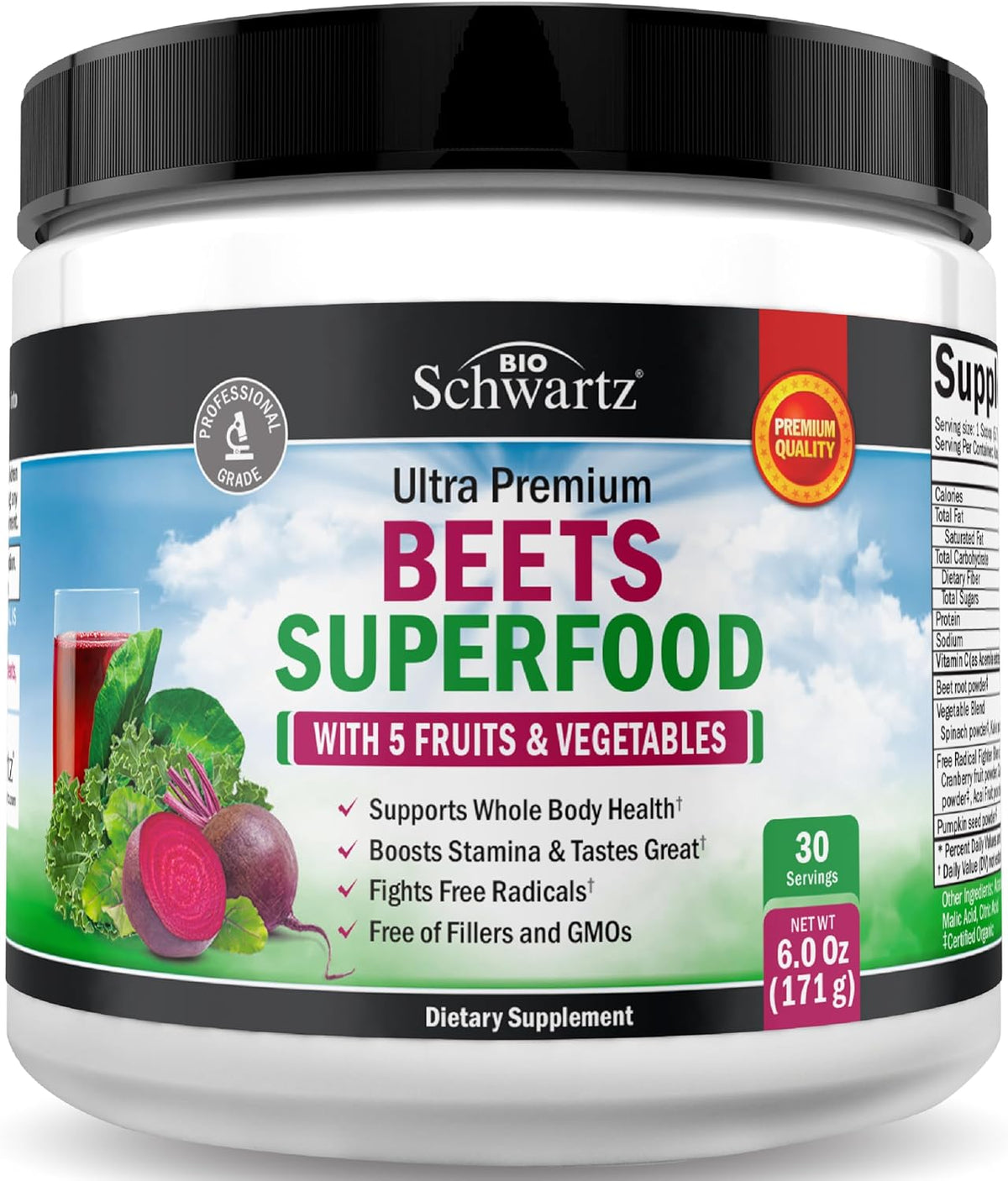 Beet Root Powder - Beets Superfood Supplement with Vitamin C - 30 Servings