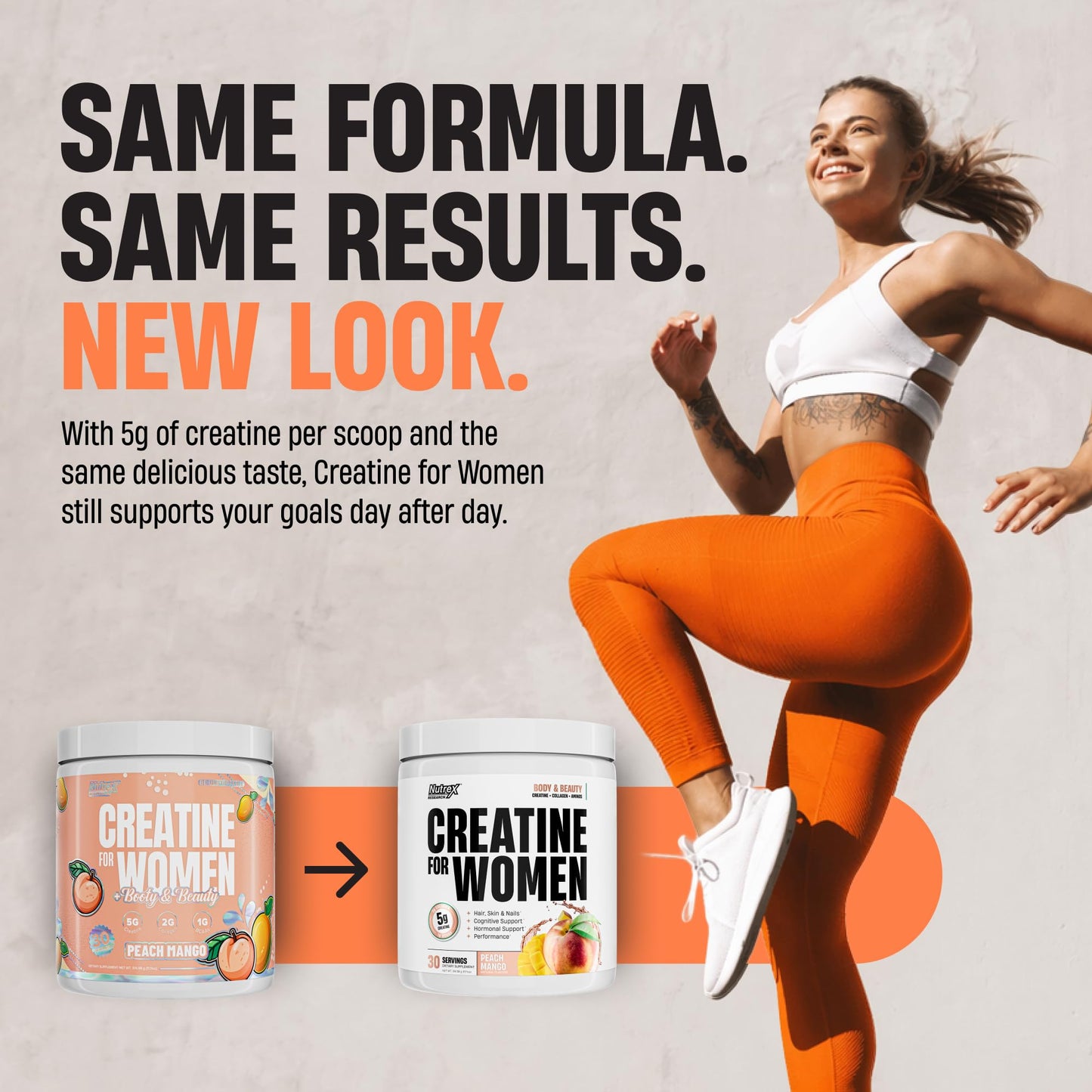 Nutrex Research Creatine for Women Booty & Beauty – Peach Mango | 5g Creatine, 2g Collagen, BCAAs & Hyaluronic Acid for Glutes, Strength & Skin | Gluten Free, 30 Servings