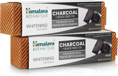 Himalaya Botanique Whitening Antiplaque Charcoal Toothpaste, 4 oz, 2 Pack