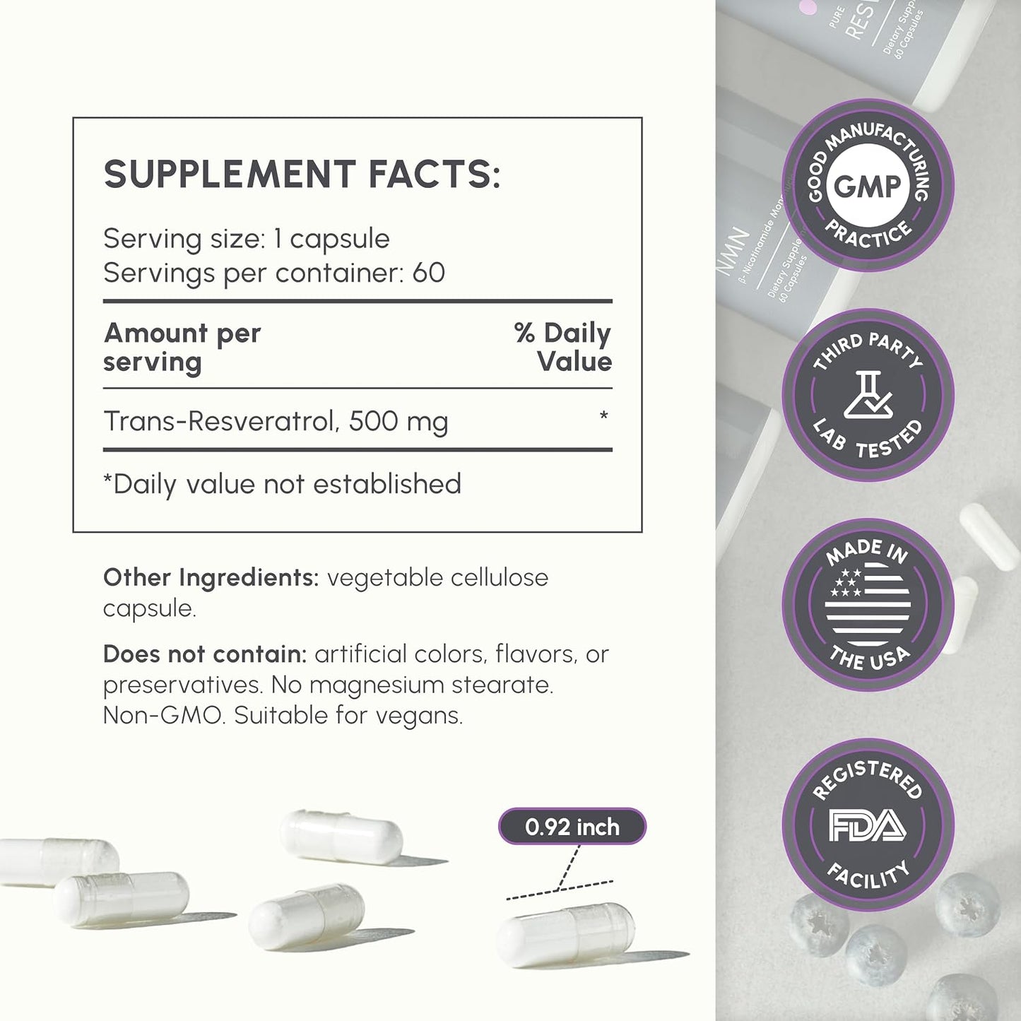 partiQlar Trans-Resveratrol 500mg Complex - Cellular Longevity, 60 Caps