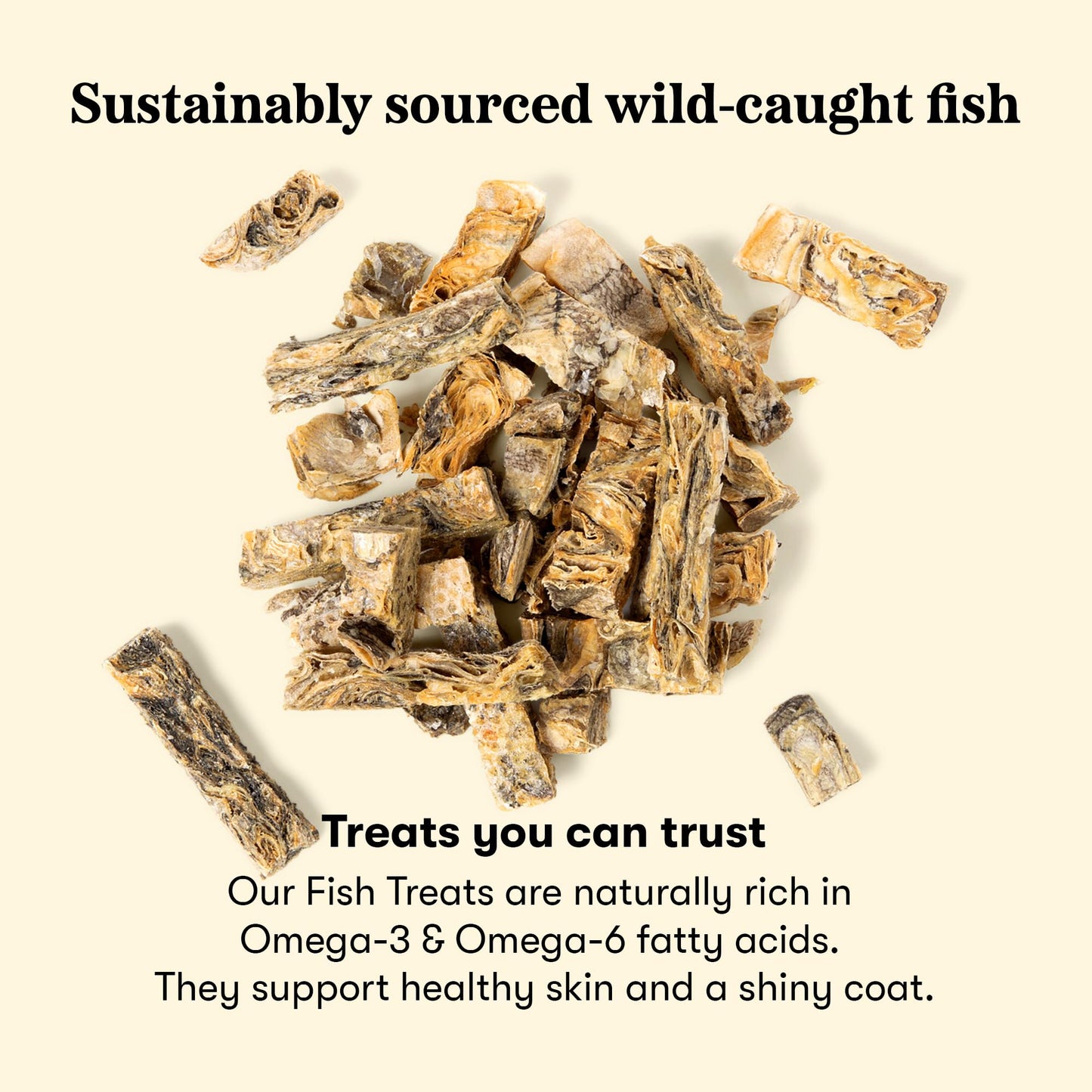 Plato Single Ingredient Wild-Caught Cod Skin Bites Dog Treats, Air-Dried Omega-Rich Skin & Coat Support, 10 oz