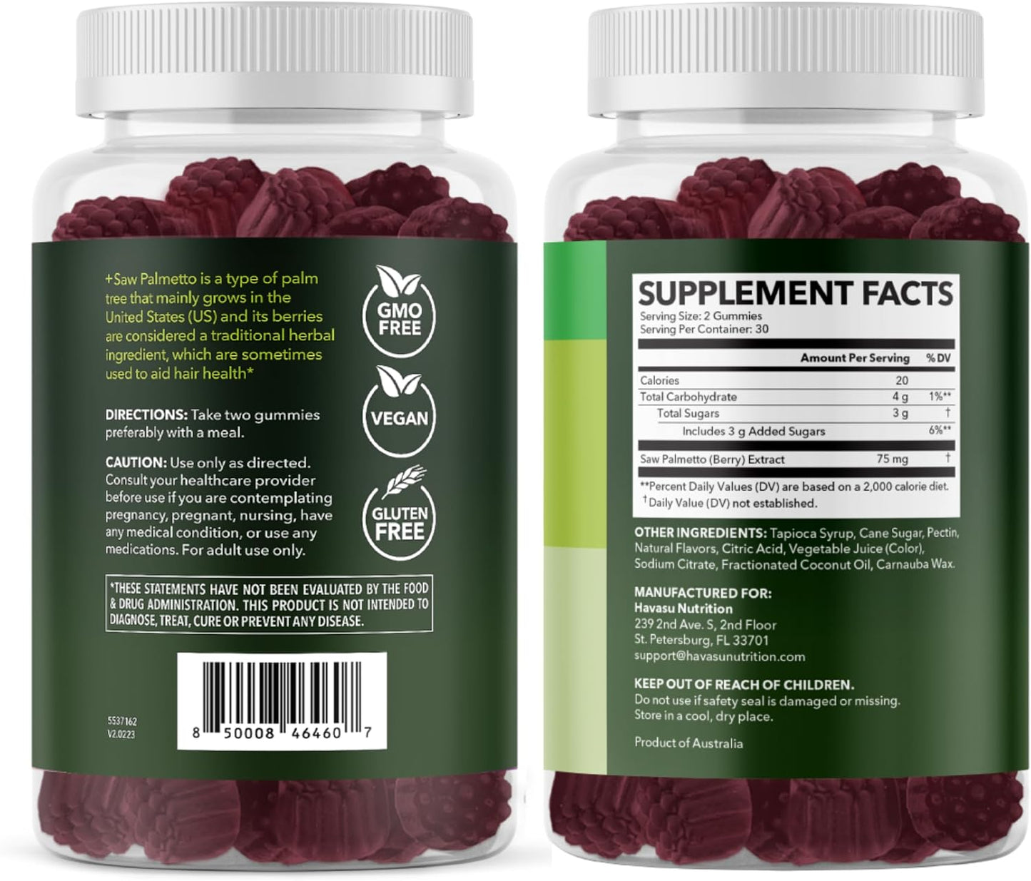Saw Palmetto Gummies for Men, Prostate Health Supplement, 60 Count | DHT Blocker for Men for Hair Health & Male Patterned Balding, Supports Scalp and Prostate Wellness, Raspberry, 30 Day Supply