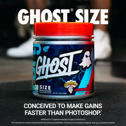 GHOST Size Muscle Builder Dietary Supplement - Cherry Limeade, 30 Servings – Support Muscle Growth & Strength Building for Men & Women - Creatine & Betaine - Free of Sugar & Gluten