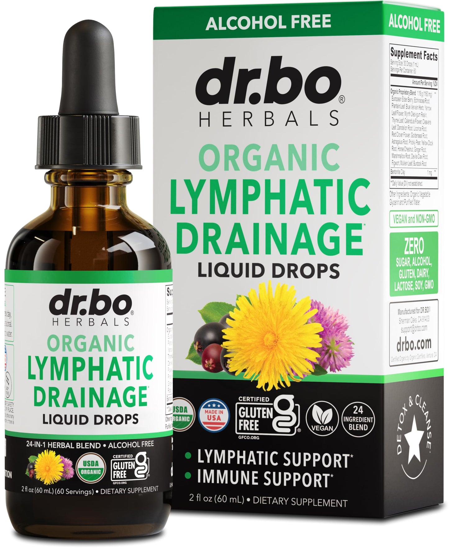 Lymphatic Drainage Supplements Drops - Organic Lymphatic Support Liquid Drops Cleanse with Echinacea, Lymph System Support Supplement, Lymph Node Detox Cleanse System Drainage - 1oz Non-GMO Organics