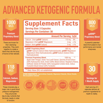 Purely Optimal Premium Keto+Apple Cider Vinegar Pills - Promote Ketosis, Boost Energy