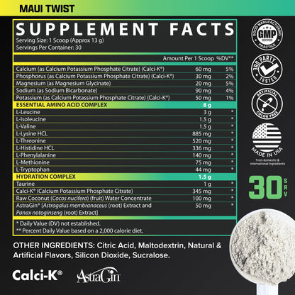Nutrex Research EAA Hydration | EAAs + BCAA Powder | Muscle Recovery, Strength, Muscle Building, Endurance | 8G Essential Amino Acids + Electrolytes | Strawberry Watermelon 30 Serving